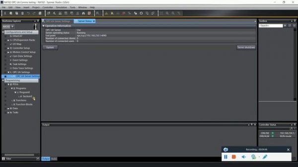 How to set up Omron  NX102 PLC  OPC UA server, talks to UA expert software.