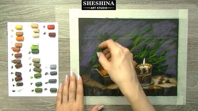How to draw a Still life with a candle and mandarins with soft pastels ? CHRISTMAS VIDEOS смотреть онлайн