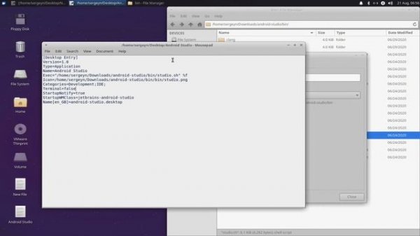 Как создать ярлык на Android Studio в Linux