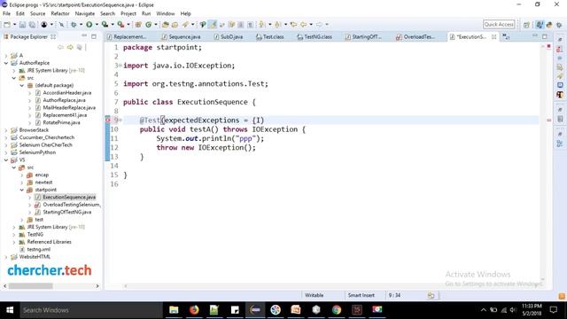 Expected Exception in TestNG SELENIUM смотреть онлайн