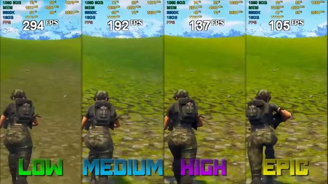 Fortnite - GTX 1060 - Low to Epic Comparison (v4.4) смотреть онлайн