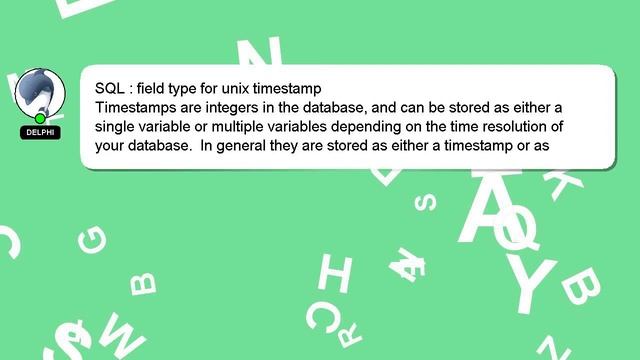 SQL : field type for unix timestamp смотреть онлайн