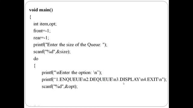 Queue using Array: C Program смотреть онлайн