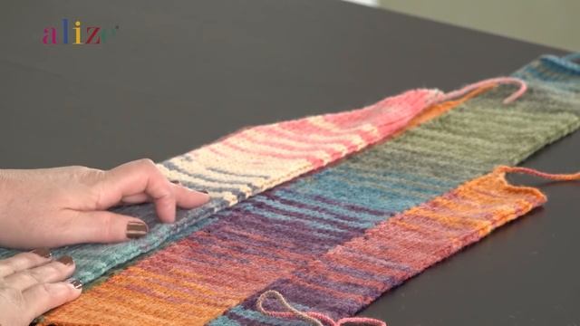 Alize Burcum Batik Ile Dikey Patchwork Yelek • Patchwork Vest • Жилет Пэчворк