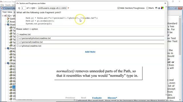 normalize() example. (enthuware.ocpjp.v8.2.1602) смотреть онлайн