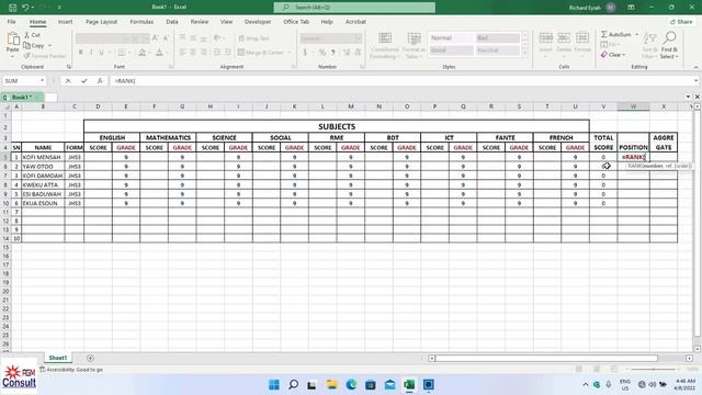 How to find students Examination Aggregate, Grade and Position in class in MS Excel смотреть онлайн