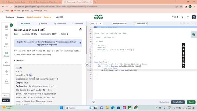 Detect loop in linked list in java | linked list | GeeksforGeeks | The Advent смотреть онлайн