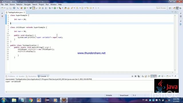Use of Super and this keyword in java. смотреть онлайн