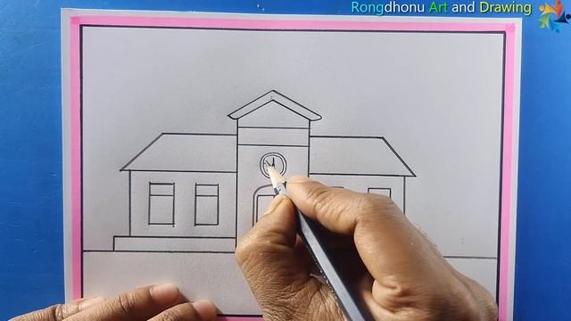 School Scenery Drawing | My School Art | Drawing scenes from our school смотреть онлайн