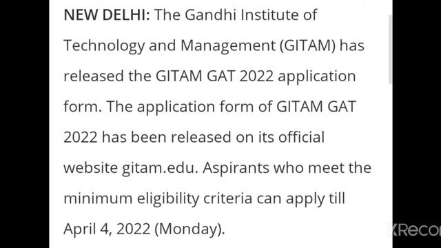 GITAM GAT 2022 APPLICATION FORM RELEASED;APPLY TILL APRIL 4,LATEST NEWS GITAM GAT 2022 HOW TO APPLY смотреть онлайн