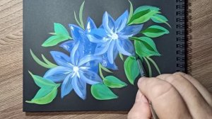 Клематис как нарисовать гуашью на черной бумаге.