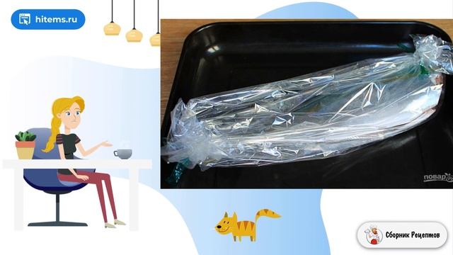 Желтохвост (лакедра) запеченный в рукаве с чесноком и соевым соусом. Рецепт можно смотреть онлайн