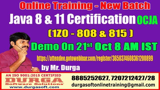 Java Certification 8 & 11 OCJA (1Z0 - 808 & 815 ) Online Training On 21st Oct @ 8AM смотреть онлайн