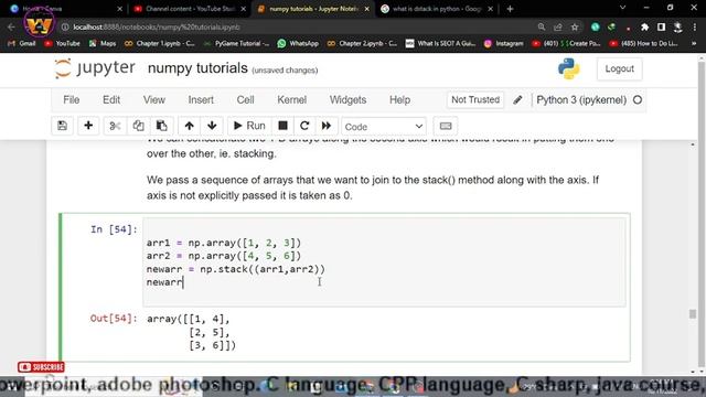 JOINING ARRAYS (CONCATENATE( ),STACK( ),VSTACK( ),HSTACK( ),DSTACK( )) IN NUMPY - PYTHON PROGRAMMIN смотреть онлайн