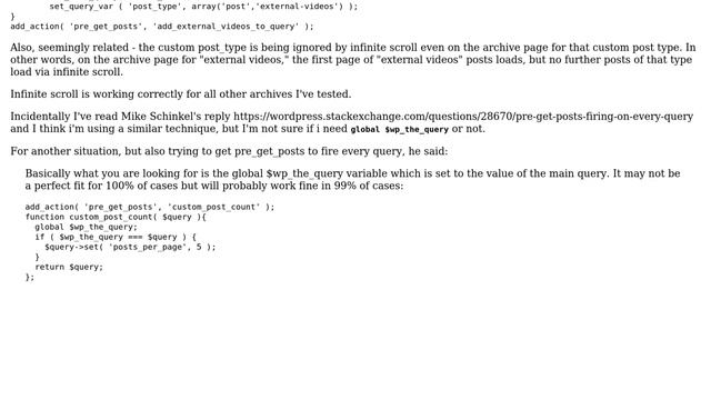 Wordpress: Adding post_type to the query via pre_get_posts, with infinite scroll смотреть онлайн