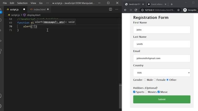 DOM Manipulation: Inline event handler смотреть онлайн