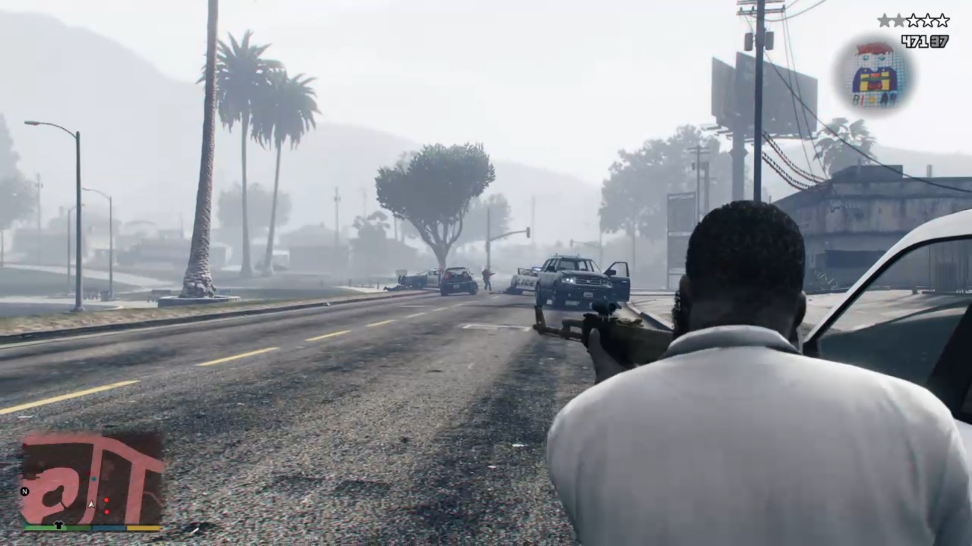 Grand Theft Auto V. Перестрелка с полицией.