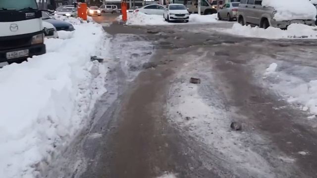 Снег на дороге у жд. вокзала Краснодар I