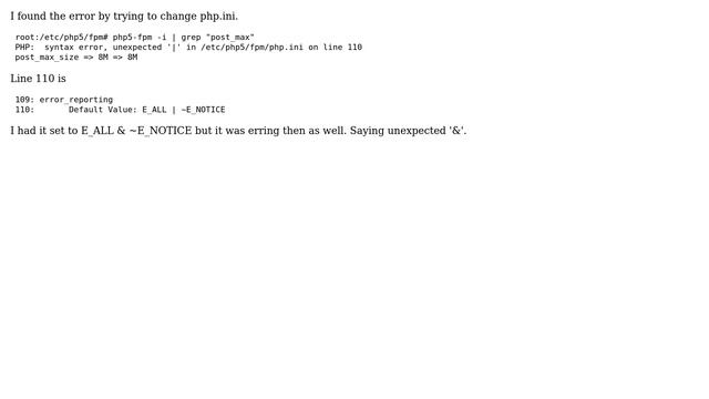 DevOps & SysAdmins: php.ini Error on "error_reporting" смотреть онлайн