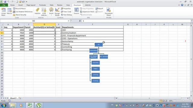 automatic organizational chart - excel data - macro vba смотреть онлайн