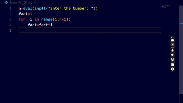 factorial program in python смотреть онлайн