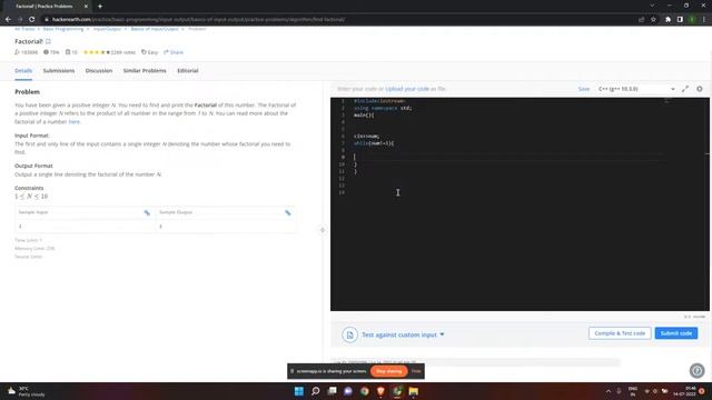 HackerEarth(factorial) #factorialbyc++ смотреть онлайн