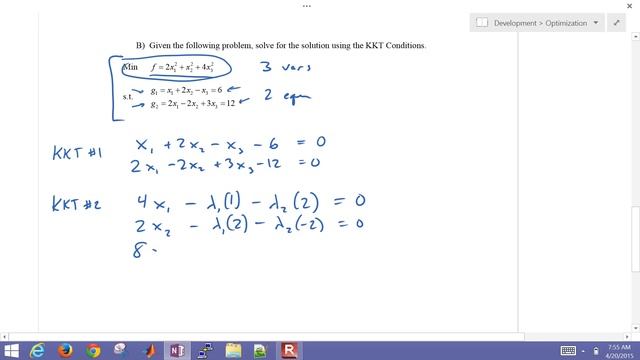 Karush Kuhn Tucker Optimality Conditions