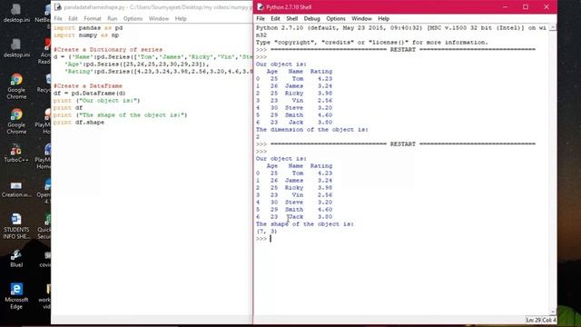 EXPLANATION OF NDIM, SHAPE AND SIZE COMMAND IN PYTHON PANDA смотреть онлайн