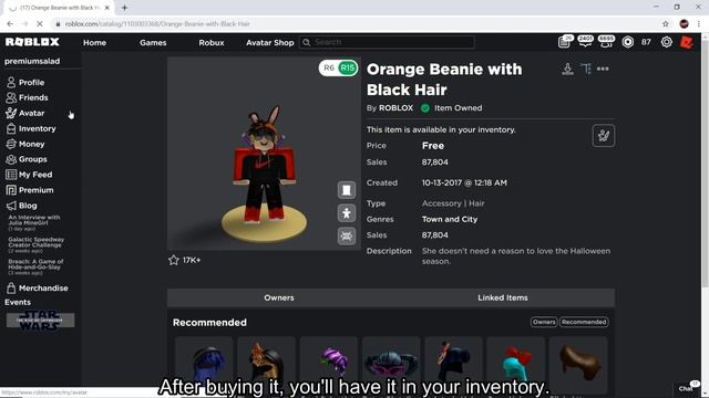 [FREE ITEM] How to get the ORANGE BEANIE WITH BLACK HAIR! [ROBLOX] смотреть онлайн