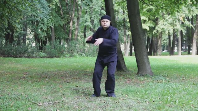 Толкающее усилие. Танец ладоней с шагом назад. Стойка коленями внутрь. смотреть онлайн