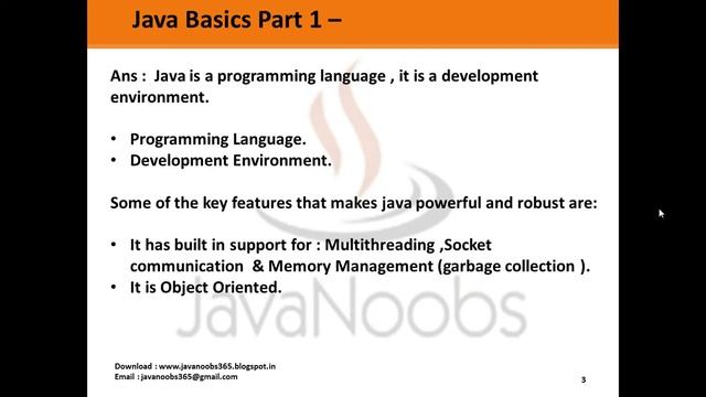 Java Basics Part 1 - Q1 What is java why java ? смотреть онлайн