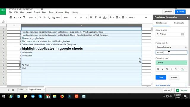Google Sheets - Highlight Duplicates In Google Sheets | Highlight Duplicate Data In A Column Or Row смотреть онлайн