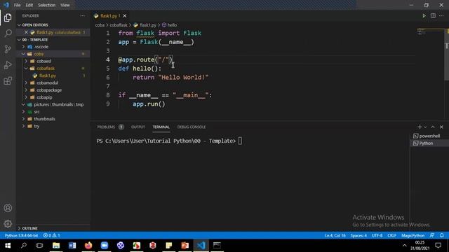 Instal dan contoh sederhana Flask menggunakan teks editor visual studio code смотреть онлайн