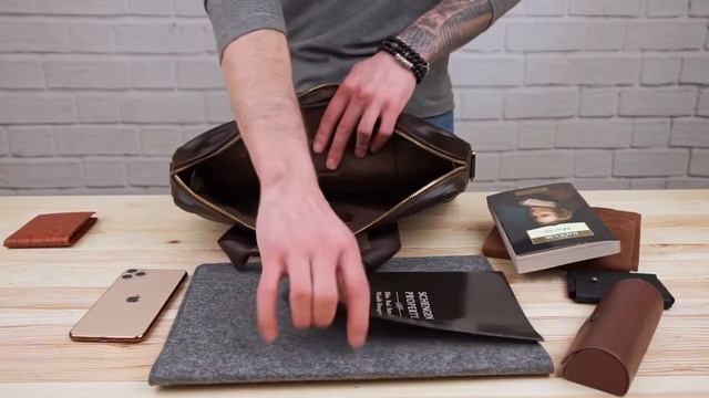 Сумка мужская кожаная под ноутбук Vintage 14751 коричневая смотреть онлайн