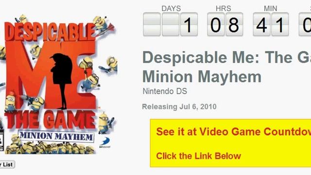 Despicable Me: The Game: Minion Mayhem DS Countdown смотреть онлайн