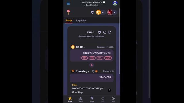 How Trade and Swap Core token | icecreamswap.com | Metamask wallet смотреть онлайн