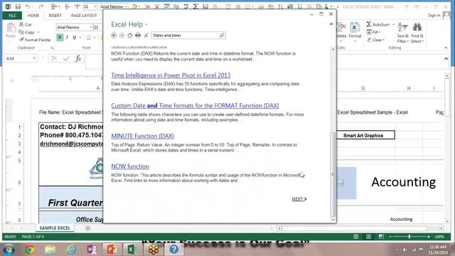 Microsoft Excel 2013 Training -- Date and Time Function - Excel Training Tutorial смотреть онлайн