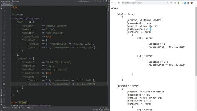 PHP Array Data Type - Indexed, Associative & Multi-Dimensional Arrays - Full PHP 8 Tutorial смотреть онлайн