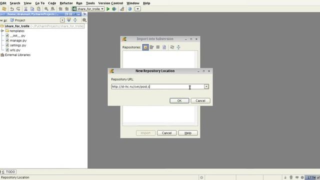 Добавление проекта в репозиторий svn из PyCharm смотреть онлайн