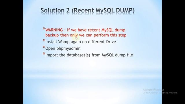 How to recover mysql data if wamp is corrupted смотреть онлайн