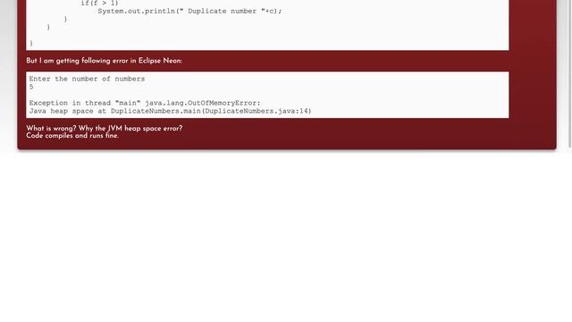 OutOfMemoryError: Java heap space when trying to read 5 ints into an array смотреть онлайн