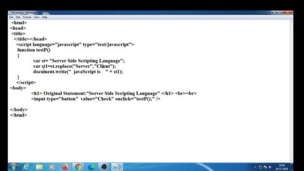 javaScript Tutorial For Beginners | 45. Replace a Text in javaScript with Example