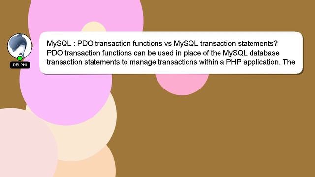 MySQL : PDO transaction functions vs MySQL transaction statements? смотреть онлайн
