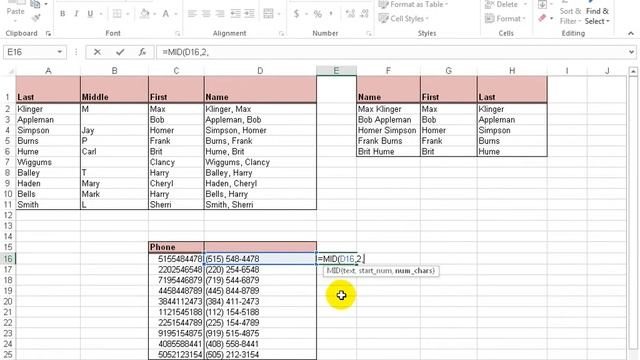 Excel 2016: MID Function смотреть онлайн