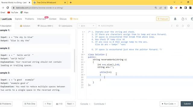 LeetCode 151 : Reverse Words in a String | Strings | Striver SDE Sheet | C++ смотреть онлайн