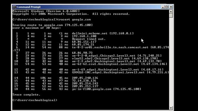 Windows command line networking: tracert смотреть онлайн