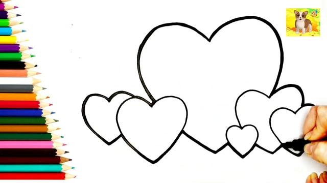 Сердечки Рисунок для малышей.Как нарисовать Сердечки. смотреть онлайн
