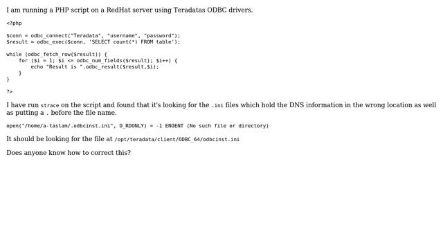 SQL error: [unixODBC][Driver Manager]Data source name not found, and no default driver specified смотреть онлайн