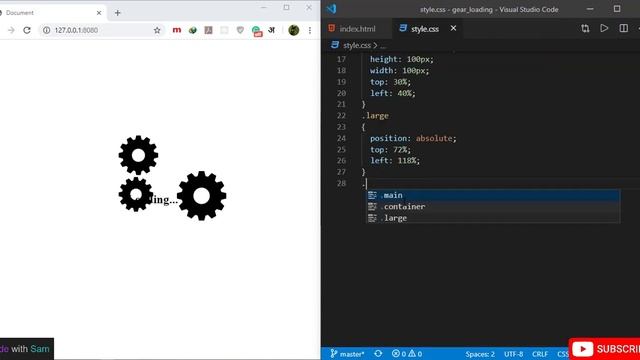 Rotating gears loading effect using SVG | HTML and CSS3 смотреть онлайн
