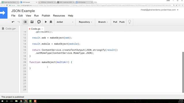 Apps Script: JSON Example смотреть онлайн